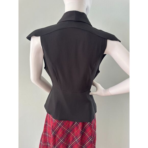 NWT BCBGeneration Black Double Breasted V Neck Peplum Top Blouse size 4 - Picture 6 of 7